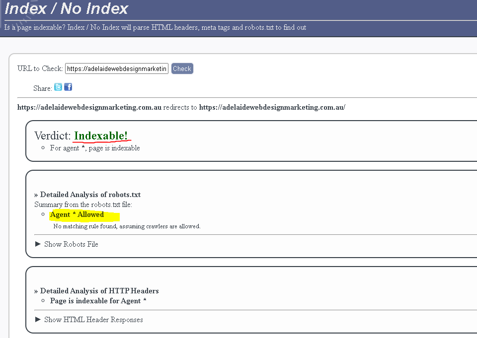 Website index tool